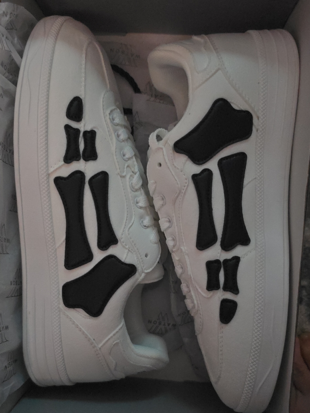 White Sneakers with Black Bone Accents - Men's Casual Sneakers